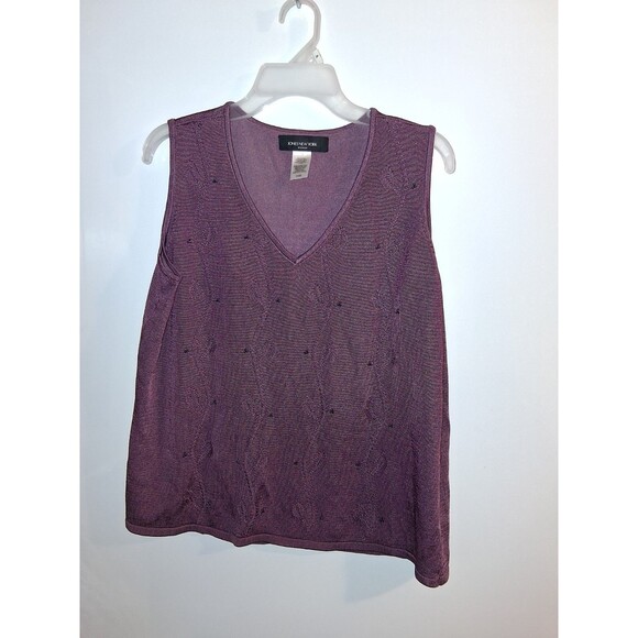 Jones NY Purple Sleeveless Beaded V-neck Blouse Sz 1X - Picture 1 of 3